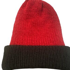 Cozy Red and Black Knit Hat